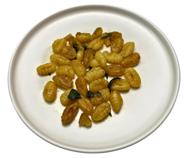 vegan gnocchi with sage butter on a plate