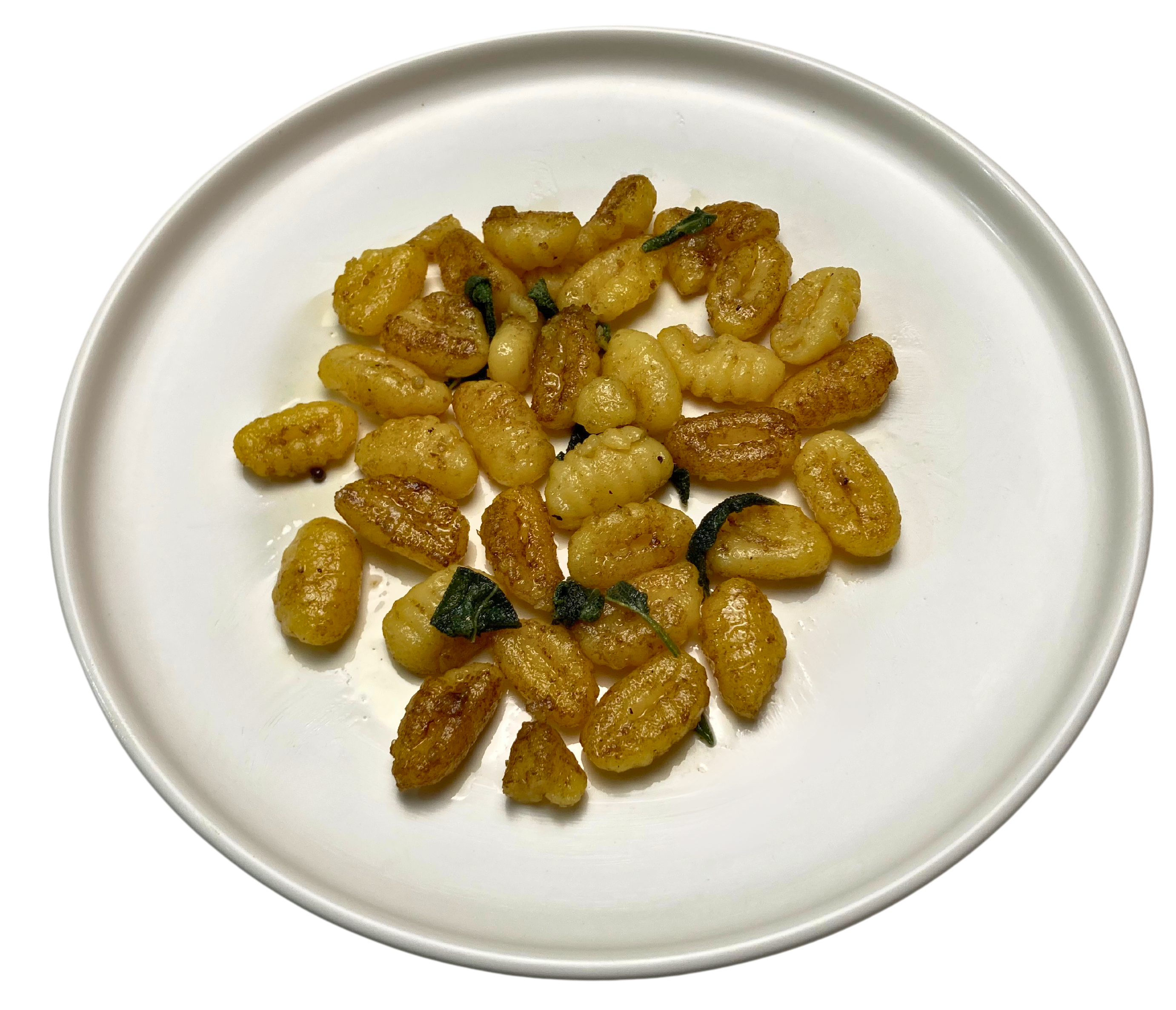 vegan gnocchi with sage butter on a plate