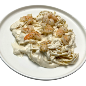 shrimp alfredo on a plate