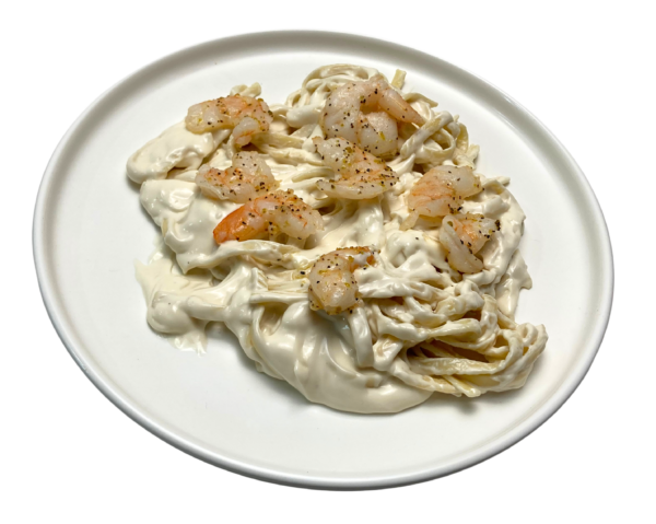 shrimp alfredo on a plate